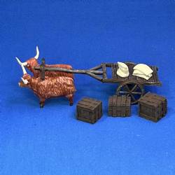 Highland Cow Cart w/crates and sacks (Painted)